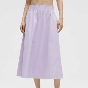 Lululemon Stretch Woven Ruffle-Waist Midi Skirt Lavender Frost NWT